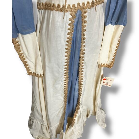 Ultra-Rare 1960s Made-In-California Prairie Maxi Cream-Blue Ric-Rac + Tag - Picture 6 of 13